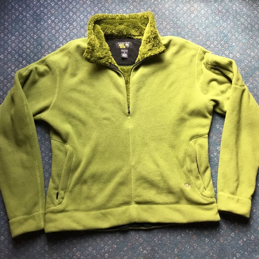 Mountain Hardwear lined fleece pullover, 1/4 zip, womens XL, olive green, EUC